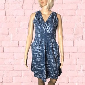 Corey P sleeveless blue&white polka dot midi dress sz6